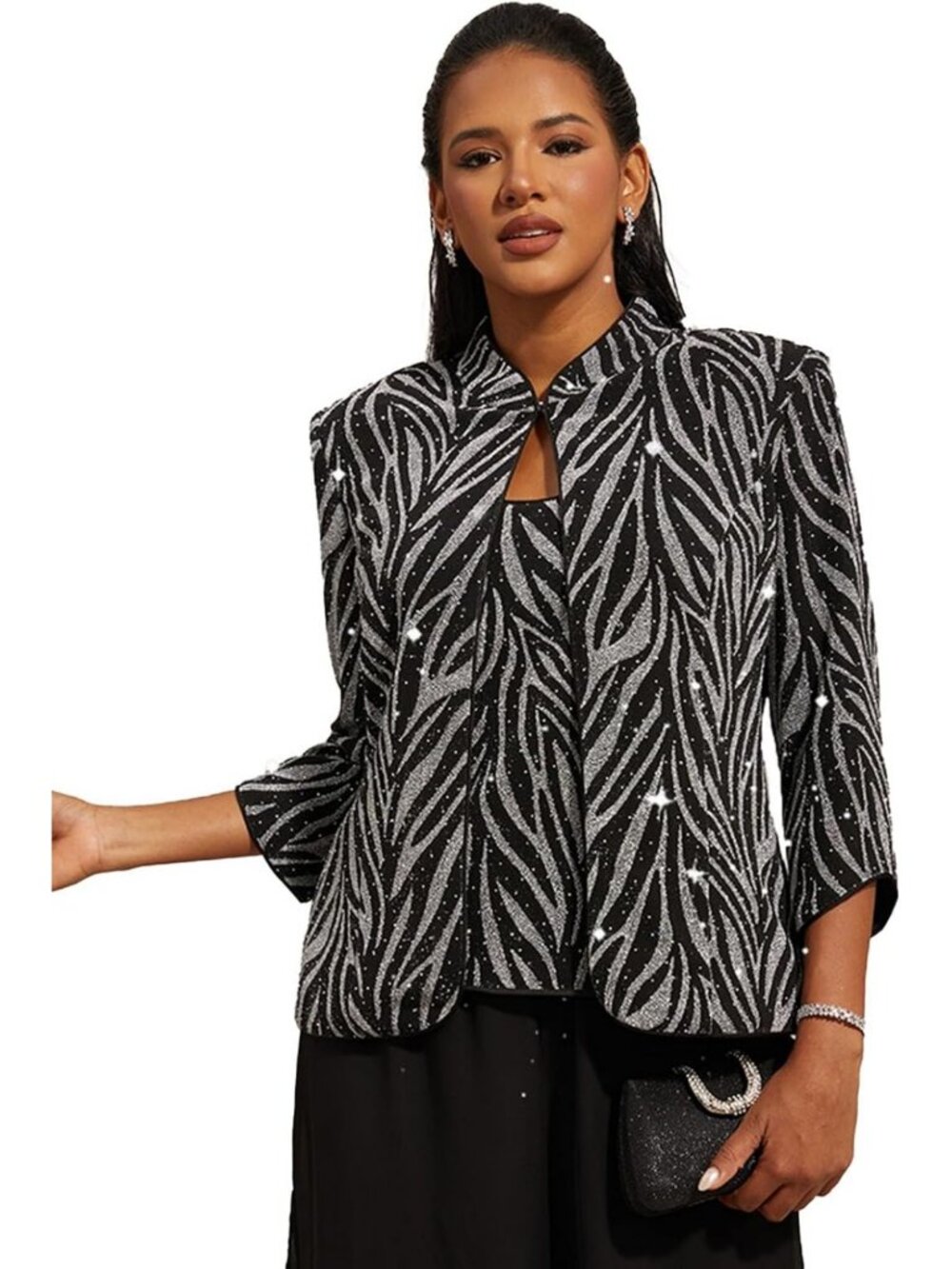 Elegant Women's Sparkle Tank Top & Jacket Twinset - Dressy 2 Piece Set